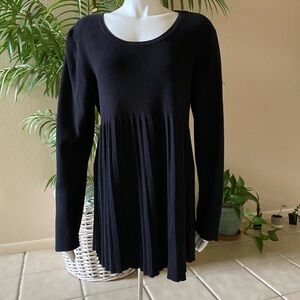 Black long sleeve pleated sweater